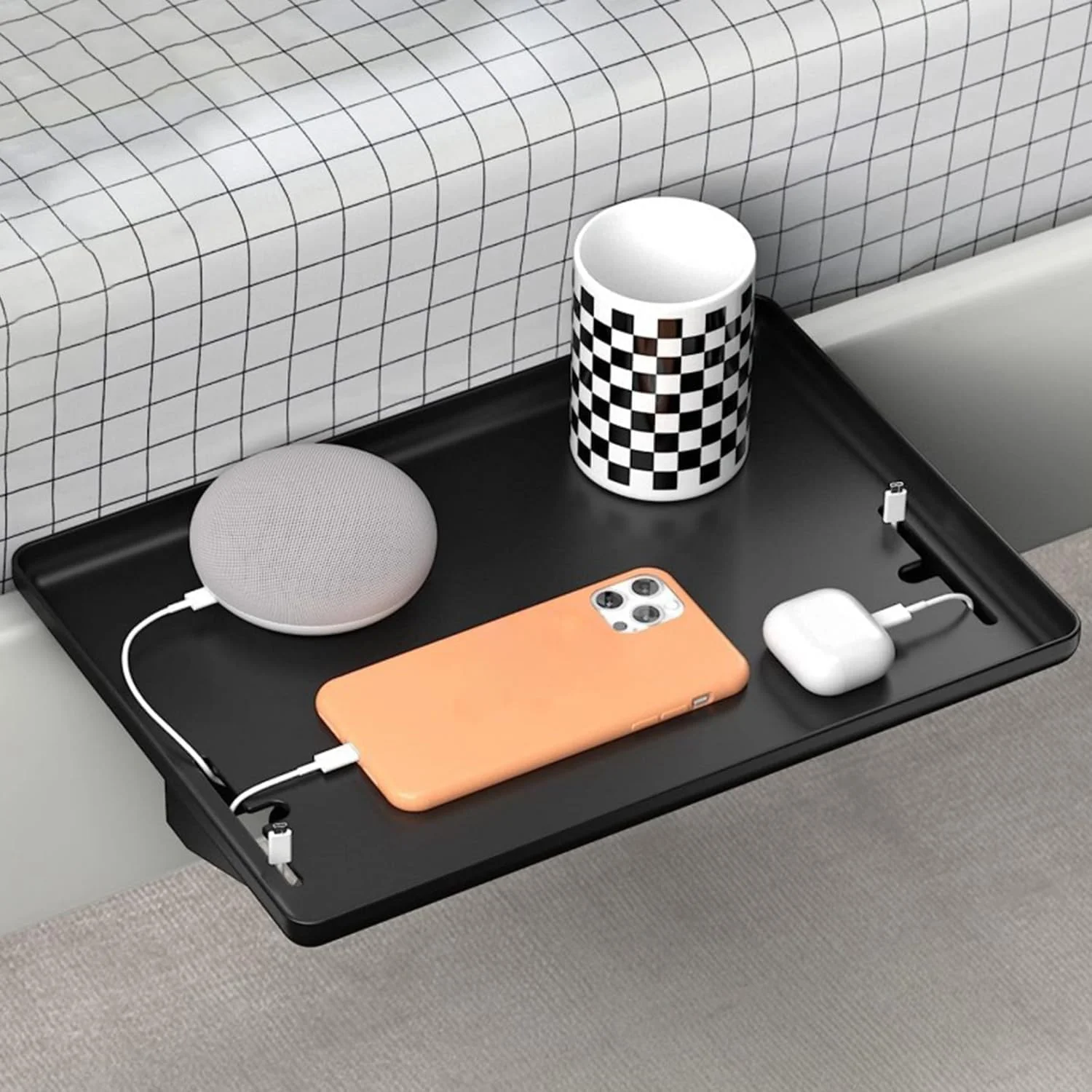 سینی قفسه تخت گیره ای، قفسه کنار تخت، قفسه ذخیره سازی کنار تخت، قفسه تخت شناور مدرن، میز کنار تخت برای خانه، خوابگاه، RV یا اتاق نشیمن اتاق خواب (مشکی) سینی قفسه تخت گیره ای، قفسه کنار تخت، قفسه ذخیره سازی کنار تخت، قفسه تخت شناور مدرن، میز کنار تخت برای خانه، خوابگاه، RV یا اتاق نشیمن اتاق خواب (مشکی)