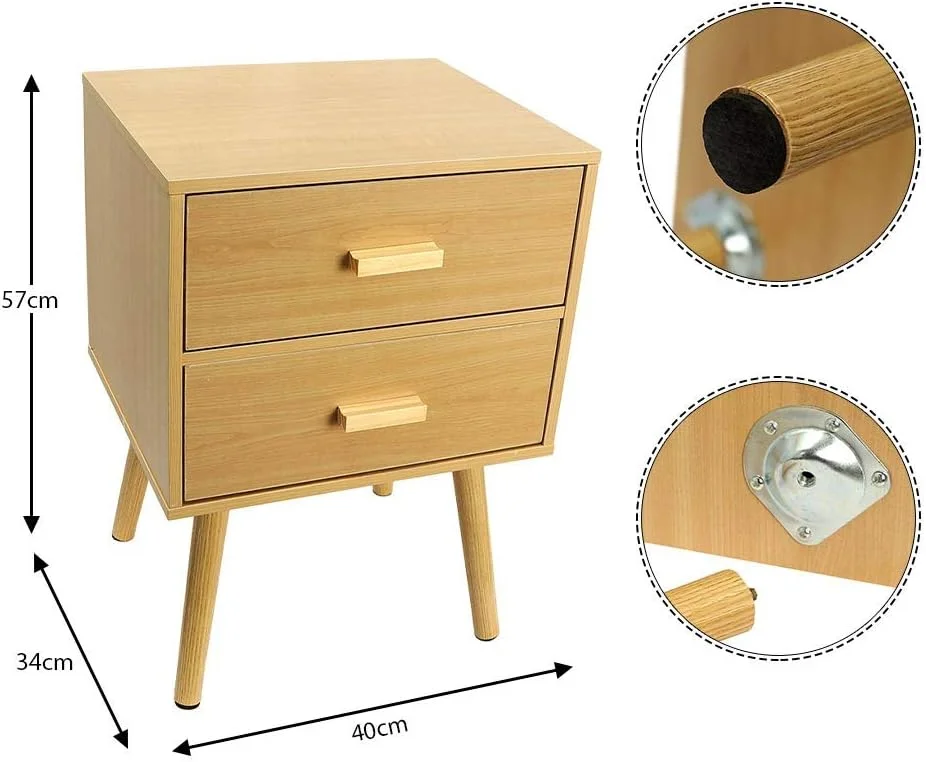 میز کنار تختی چوبی چند منظوره YAHOME، میز کنار تختی به سبک نوردیک برای اتاق خواب، کابینت کنار تختی ساده و مدرن با 2 کشو، واحد ذخیره سازی اتاق نشیمن اتاق خواب میز کنار تختی چوبی چند منظوره YAHOME، میز کنار تختی به سبک نوردیک برای اتاق خواب، کابینت کنار تختی ساده و مدرن با 2 کشو، واحد ذخیره سازی اتاق نشیمن اتاق خواب