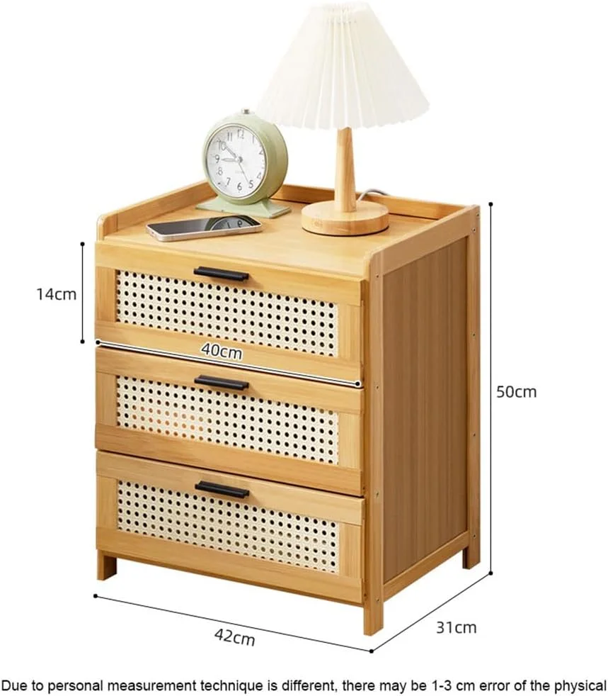 میز کنار تختی، میز پاتختی بامبو طبیعی با 3 کشو، کابینت میز کناری حصیری کوچک برای کنار تخت خواب، کمد نگهداری وسایل منزل برای کنار مبل اتاق نشیمن (قهوه ای روشن) میز کنار تختی، میز پاتختی بامبو طبیعی با 3 کشو، کابینت میز کناری حصیری کوچک برای کنار تخت خواب، کمد نگهداری وسایل منزل برای کنار مبل اتاق نشیمن (قهوه ای روشن)