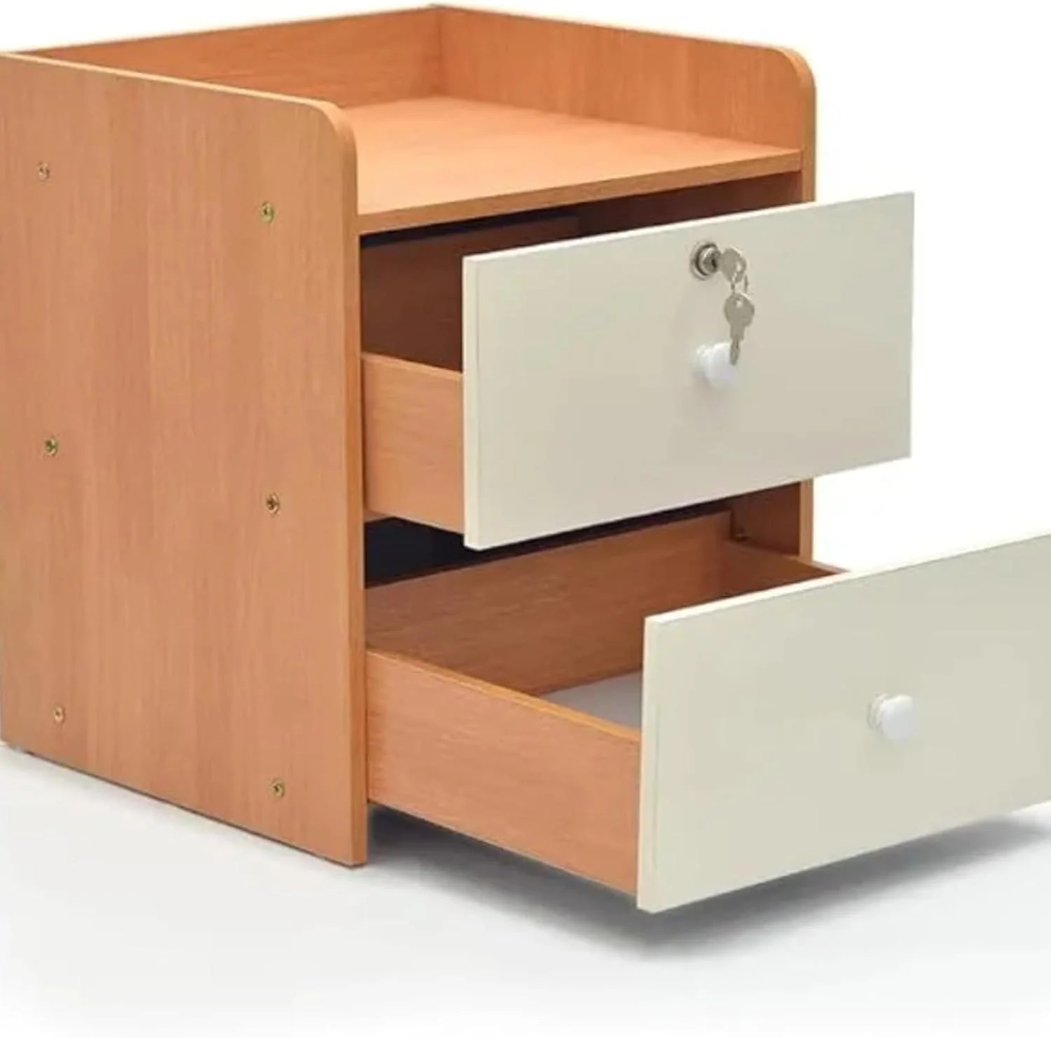 میز کنار تختی کارناک با کشوهای قفلدار برای اتاق نشیمن/دفتر/میز کنار مبل - 601 - بلوطی و سفید میز کنار تختی کارناک با کشوهای قفلدار برای اتاق نشیمن/دفتر/میز کنار مبل - 601 - بلوطی و سفید
