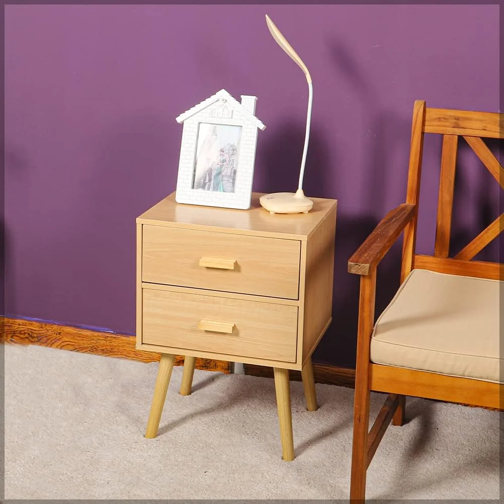 میز کنار تختی چوبی چند منظوره YAHOME، میز کنار تختی به سبک نوردیک برای اتاق خواب، کابینت کنار تختی ساده و مدرن با 2 کشو، واحد ذخیره سازی اتاق نشیمن اتاق خواب میز کنار تختی چوبی چند منظوره YAHOME، میز کنار تختی به سبک نوردیک برای اتاق خواب، کابینت کنار تختی ساده و مدرن با 2 کشو، واحد ذخیره سازی اتاق نشیمن اتاق خواب