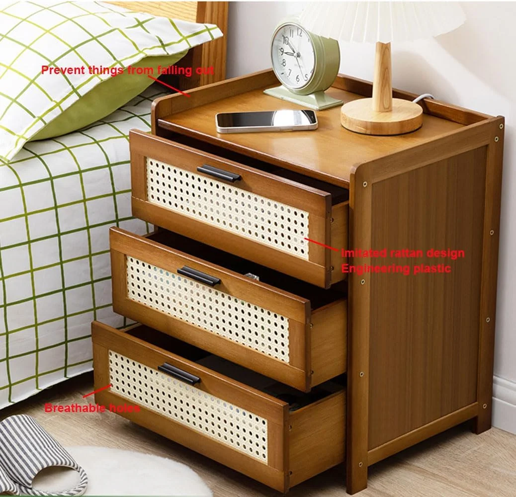 میز کنار تختی، میز پاتختی بامبو طبیعی با 3 کشو، کابینت میز کناری حصیری کوچک برای کنار تخت خواب، کمد نگهداری وسایل منزل برای کنار مبل اتاق نشیمن (قهوه ای روشن) میز کنار تختی، میز پاتختی بامبو طبیعی با 3 کشو، کابینت میز کناری حصیری کوچک برای کنار تخت خواب، کمد نگهداری وسایل منزل برای کنار مبل اتاق نشیمن (قهوه ای روشن)
