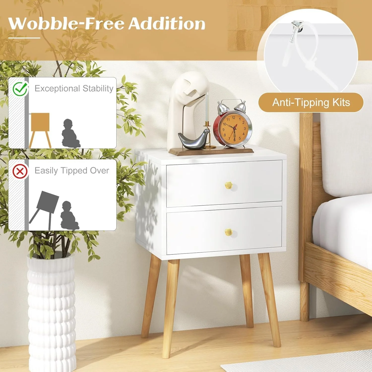 میز کنار تختی، میز عسلی مدرن کنار مبل، کابینت کنار تختی با پایه های چوبی محکم برای فضاهای کوچک، اتاق نشیمن و اتاق خواب (1 کشو) میز کنار تختی، میز عسلی مدرن کنار مبل، کابینت کنار تختی با پایه های چوبی محکم برای فضاهای کوچک، اتاق نشیمن و اتاق خواب (1 کشو)