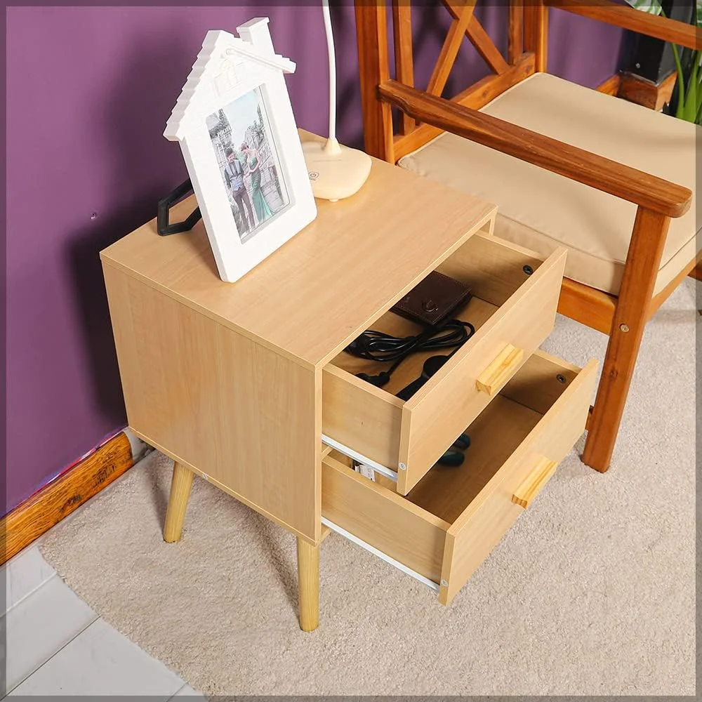 میز کنار تختی چوبی چند منظوره YAHOME، میز کنار تختی به سبک نوردیک برای اتاق خواب، کابینت کنار تختی ساده و مدرن با 2 کشو، واحد ذخیره سازی اتاق نشیمن اتاق خواب میز کنار تختی چوبی چند منظوره YAHOME، میز کنار تختی به سبک نوردیک برای اتاق خواب، کابینت کنار تختی ساده و مدرن با 2 کشو، واحد ذخیره سازی اتاق نشیمن اتاق خواب