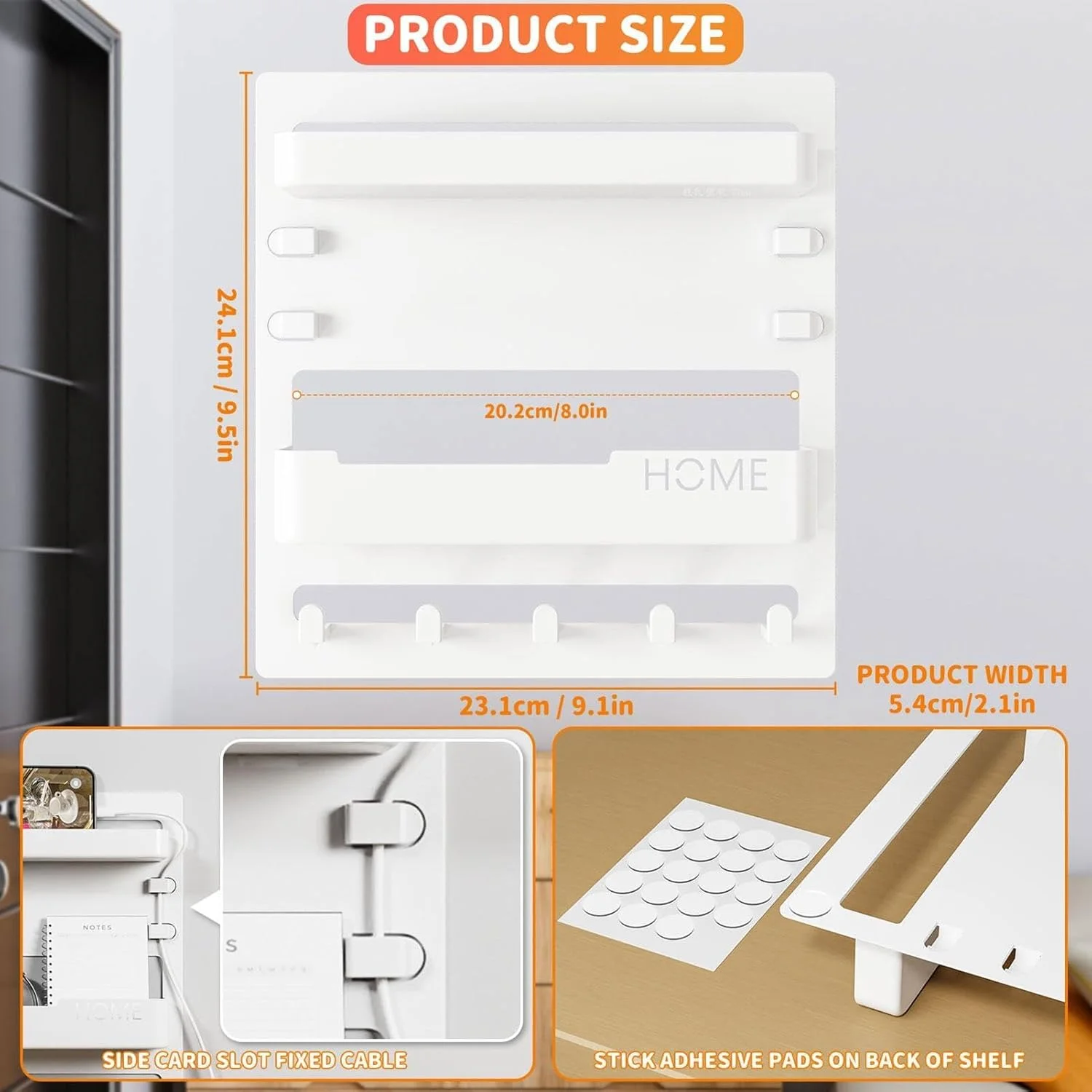 شلف شناور کنار تختی، سازمان دهنده دیواری با قلاب و گیره کابل، قفسه نگهداری جمع و جور برای اتاق خواب، دفتر، RV یا مهد کودک، 24x23x5.4 سانتی متر شلف شناور کنار تختی، سازمان دهنده دیواری با قلاب و گیره کابل، قفسه نگهداری جمع و جور برای اتاق خواب، دفتر، RV یا مهد کودک، 24x23x5.4 سانتی متر