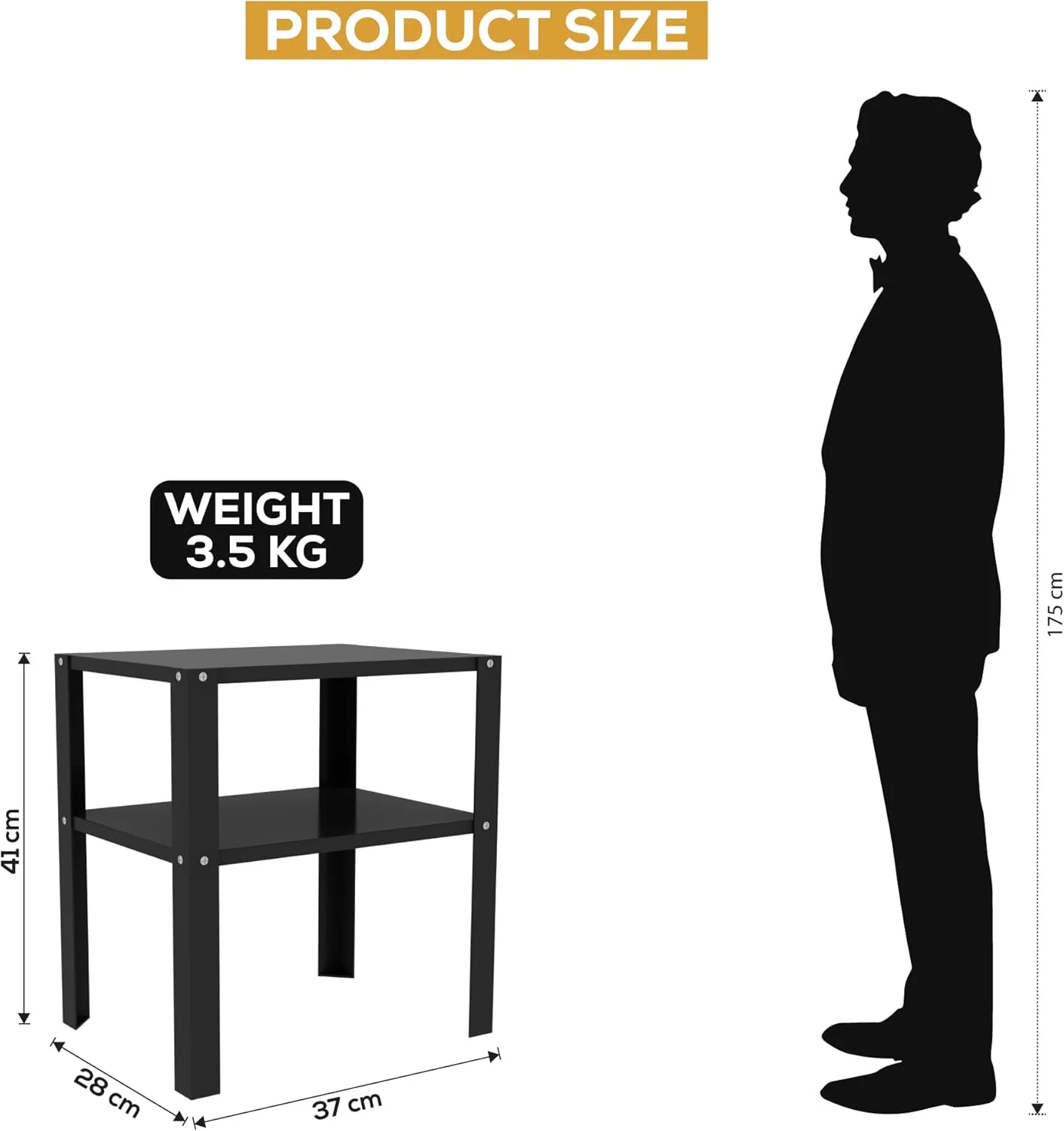 میز پاتختی محکم با قفسه های ذخیره سازی | میز عسلی فلزی برای اتاق خواب، اتاق نشیمن و خانه | میز کنار مبل کوچک با پایه (مشکی، 28D x 37W x 41H CM)، از قبل مونتاژ شده میز پاتختی محکم با قفسه های ذخیره سازی | میز عسلی فلزی برای اتاق خواب، اتاق نشیمن و خانه | میز کنار مبل کوچک با پایه (مشکی، 28D x 37W x 41H CM)، از قبل مونتاژ شده