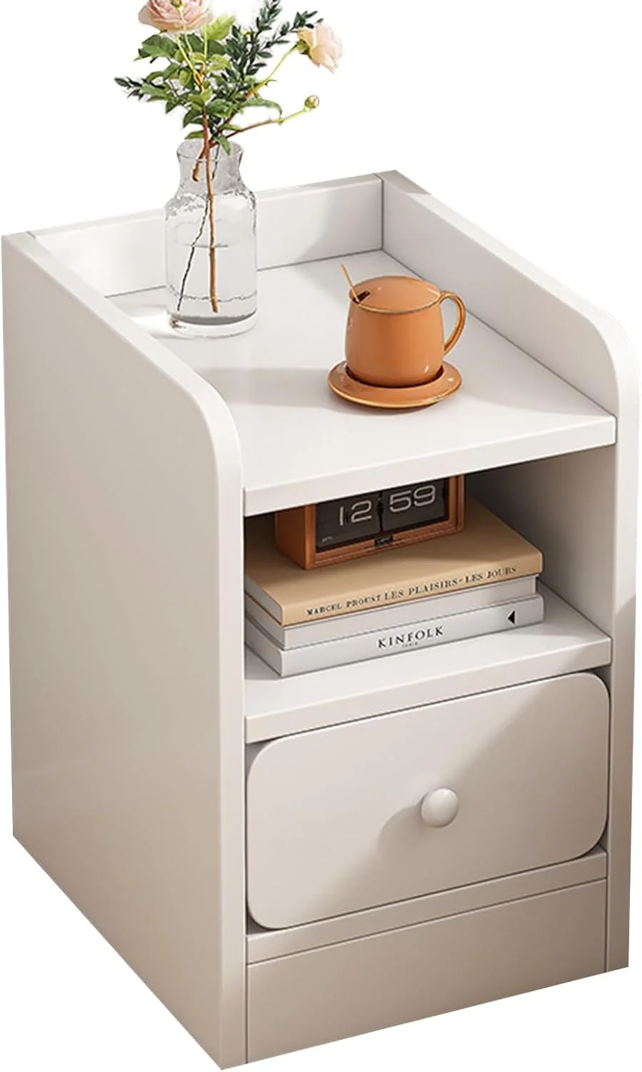 میز پاتختی جمع و جور DAYONG با کشو، پاتختی قفسه باز، میزهای عسلی، میزهای باریک چوبی برای فضاهای کوچک، اتاق نشیمن، اتاق خواب (عرض 30 سانتی متر)