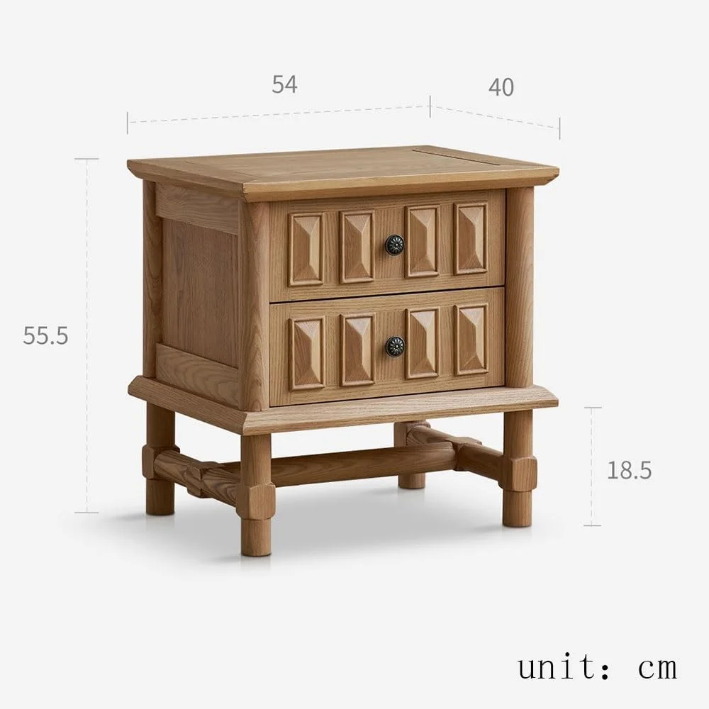 میز کنار تختی چوبی با طراحی قدیمی برای اتاق خواب، میز ذخیره سازی، کنار مبل و اتاق نشیمن، کمد