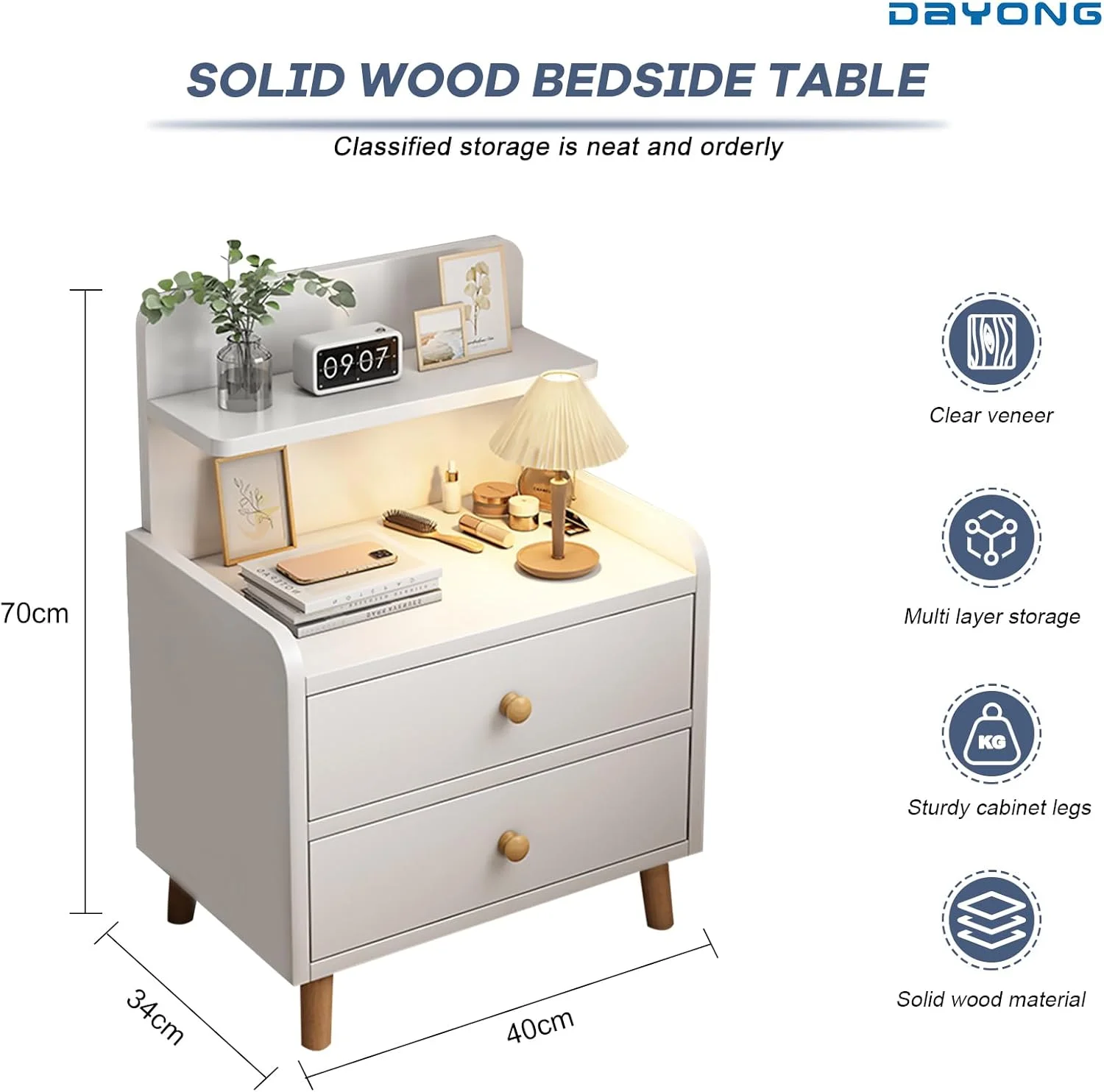 میز کنار تختی DAYONG، پاتختی مدرن با پایه های چوبی محکم، قفسه نگهداری کابینت کنار تخت با کشو، میز کناری محکم برای اتاق خواب، اتاق نشیمن، خوابگاه (مدل A - سفید) میز کنار تختی DAYONG، پاتختی مدرن با پایه های چوبی محکم، قفسه نگهداری کابینت کنار تخت با کشو، میز کناری محکم برای اتاق خواب، اتاق نشیمن، خوابگاه (مدل A - سفید)