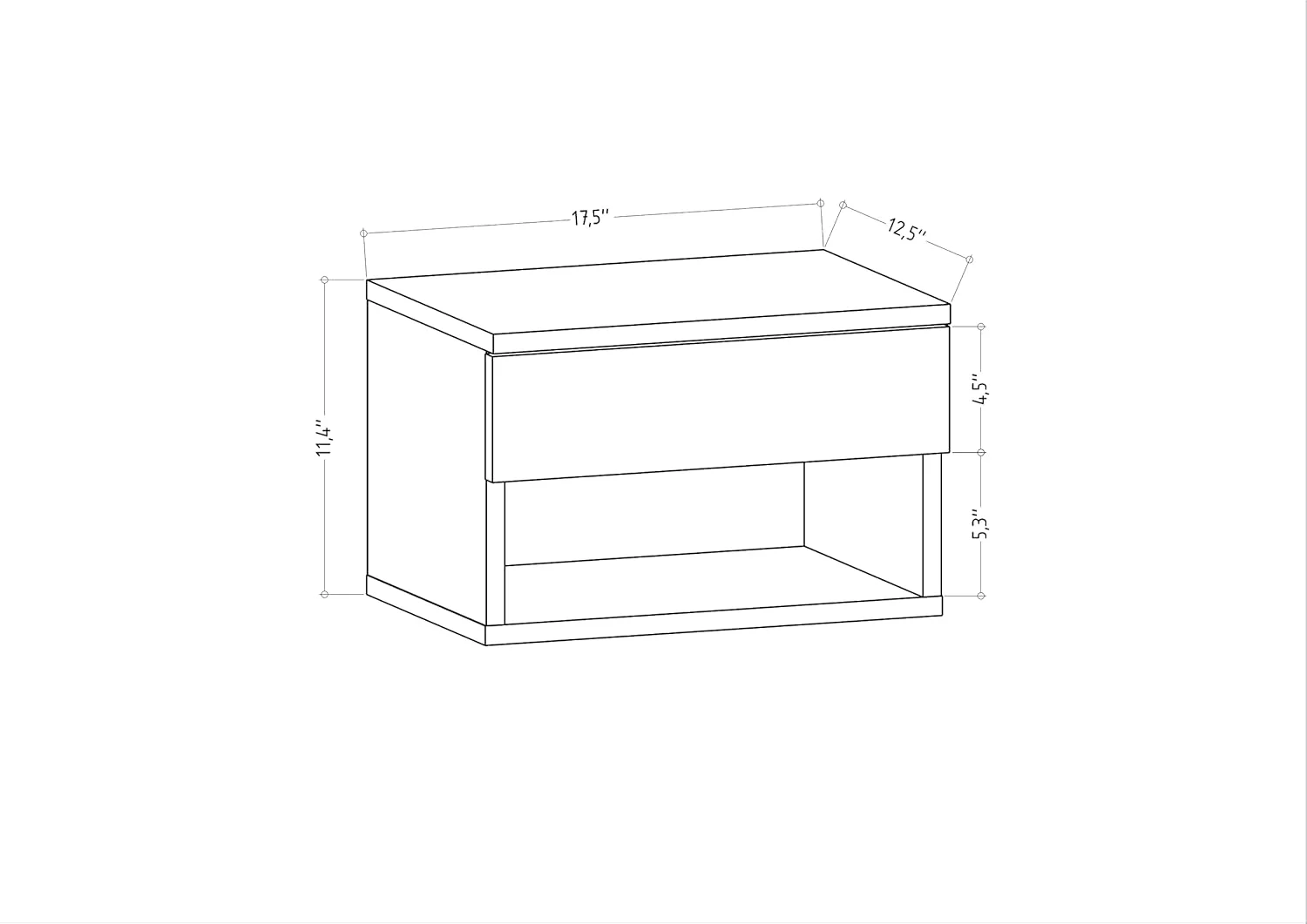 DECOROTIKA - میز کنار تختی شناور دیواری Jamot با یک کشو و یک قفسه باز (آنتراسیت) DECOROTIKA - میز کنار تختی شناور دیواری Jamot با یک کشو و یک قفسه باز (آنتراسیت)