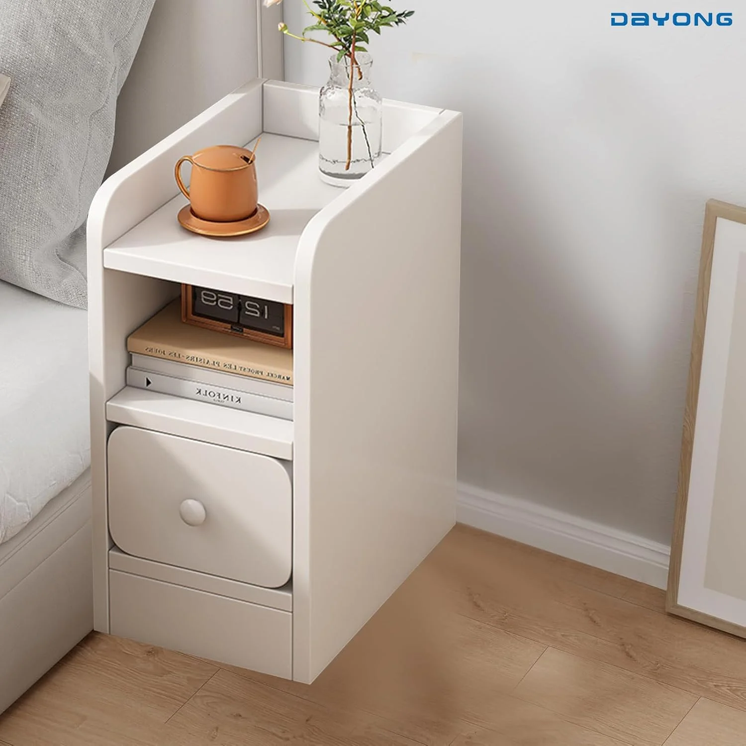 میز پاتختی باریک DAYONG با کشو و قفسه باز، میز کنار تختی، میز عسلی چوبی، میز باریک برای فضاهای کوچک، اتاق نشیمن، اتاق خواب (عرض 20 سانتی متر) میز پاتختی باریک DAYONG با کشو و قفسه باز، میز کنار تختی، میز عسلی چوبی، میز باریک برای فضاهای کوچک، اتاق نشیمن، اتاق خواب (عرض 20 سانتی متر)