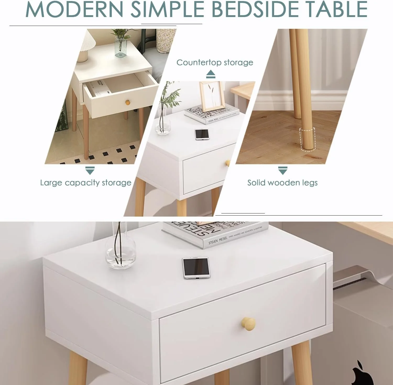 میز کنار تختی، میز کنار تختی مدرن و ساده با پایه چوبی محکم، کابینت نگهداری اتاق خواب با کشو، مناسب برای اتاق خواب، اتاق نشیمن (1 کشو) میز کنار تختی، میز کنار تختی مدرن و ساده با پایه چوبی محکم، کابینت نگهداری اتاق خواب با کشو، مناسب برای اتاق خواب، اتاق نشیمن (1 کشو)