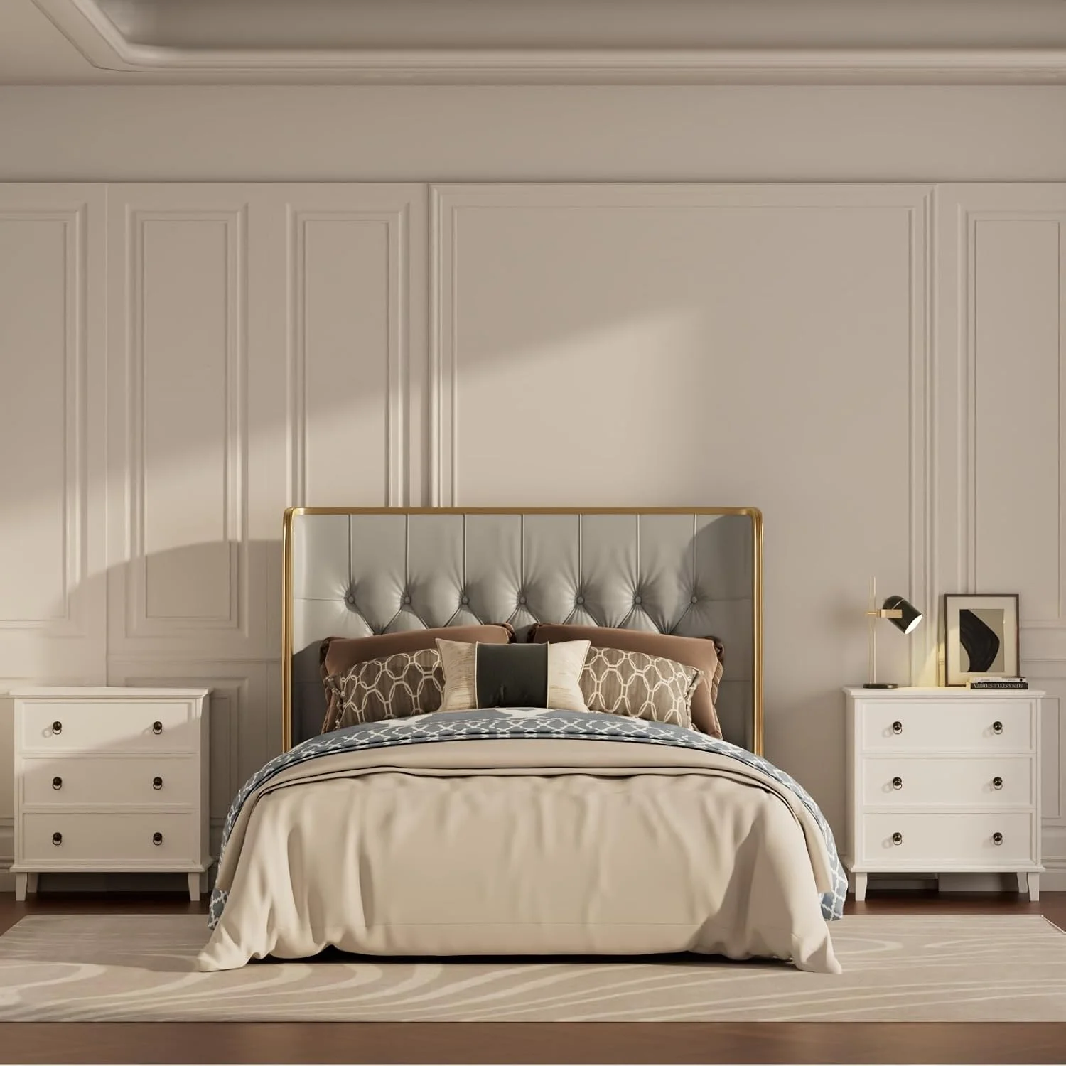 میز کنار تختی سفید با ۳ کشو و ایستگاه شارژ، میز کنار تختی مدرن با ۳ کشو، کابینت ذخیره سازی برای اتاق خواب، راهرو، ورودی، دفتر کار خانگی میز کنار تختی سفید با ۳ کشو و ایستگاه شارژ، میز کنار تختی مدرن با ۳ کشو، کابینت ذخیره سازی برای اتاق خواب، راهرو، ورودی، دفتر کار خانگی