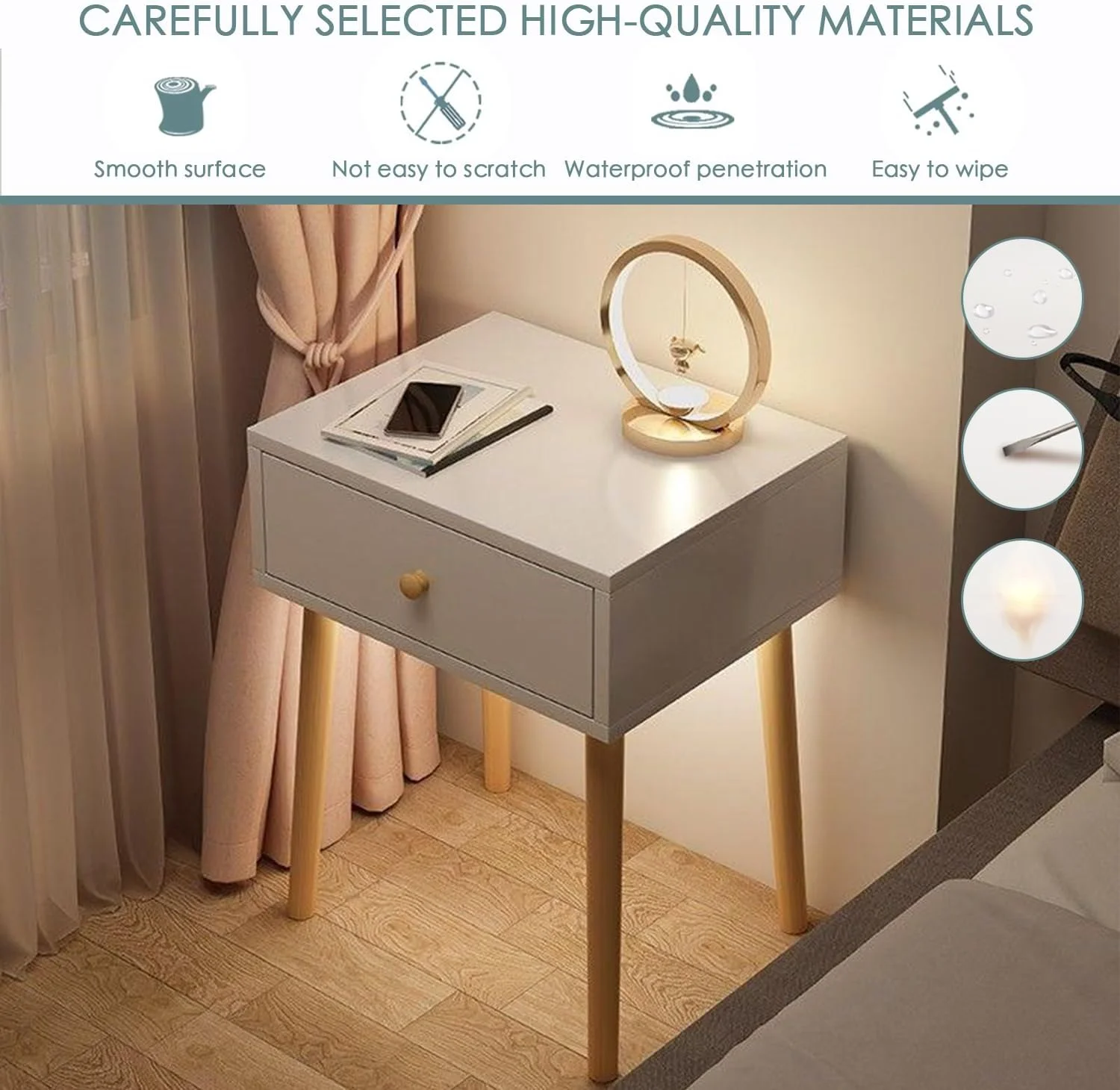 میز کنار تختی، میز کنار تختی مدرن و ساده با پایه چوبی محکم، کابینت نگهداری اتاق خواب با کشو، مناسب برای اتاق خواب، اتاق نشیمن (1 کشو) میز کنار تختی، میز کنار تختی مدرن و ساده با پایه چوبی محکم، کابینت نگهداری اتاق خواب با کشو، مناسب برای اتاق خواب، اتاق نشیمن (1 کشو)