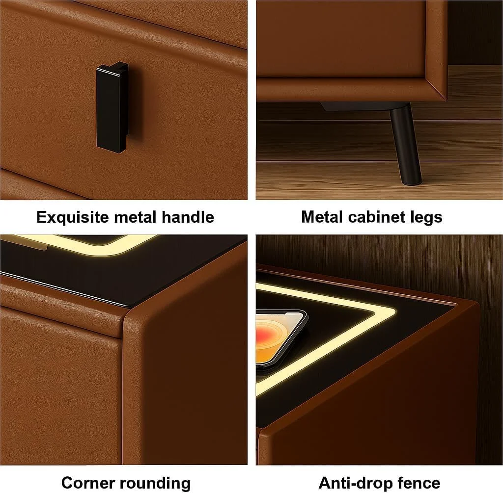 میز پاتختی هوشمند خواب عمیق با ایستگاه شارژ بیسیم، پورتهای USB و بلندگوی بلوتوث | میز کنار تختی مدرن با 3 کشو، نورپردازی LED سه رنگ قابل تنظیم | میز کنار مبلی اتاق خواب و نشیمن | قهوه ای میز پاتختی هوشمند خواب عمیق با ایستگاه شارژ بیسیم، پورتهای USB و بلندگوی بلوتوث | میز کنار تختی مدرن با 3 کشو، نورپردازی LED سه رنگ قابل تنظیم | میز کنار مبلی اتاق خواب و نشیمن | قهوه ای