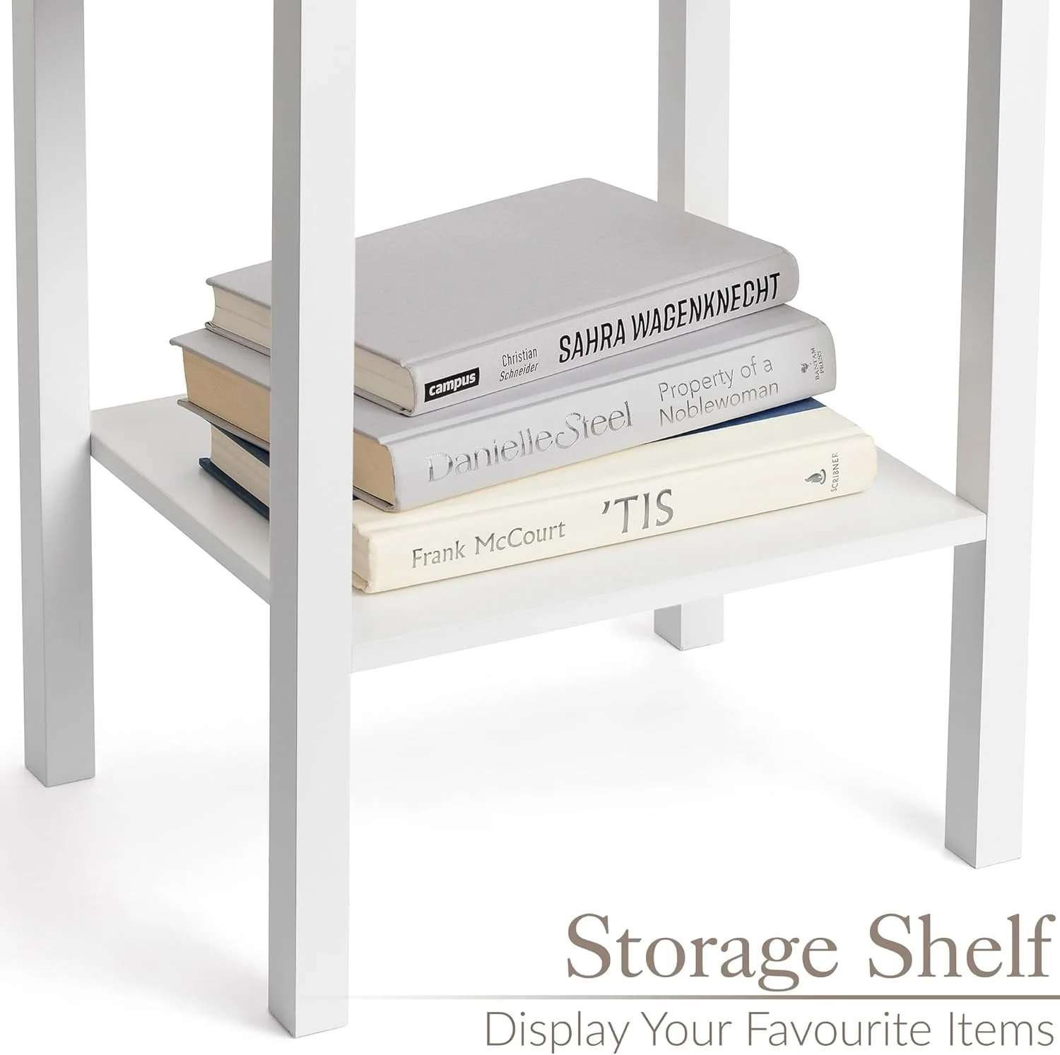 میز پاتختی سفید کریستو با قفسه و کشو، مناسب اتاق خواب، 60 سانتی متر در 40 سانتی متر در 30 سانتی متر میز پاتختی سفید کریستو با قفسه و کشو، مناسب اتاق خواب، 60 سانتی متر در 40 سانتی متر در 30 سانتی متر