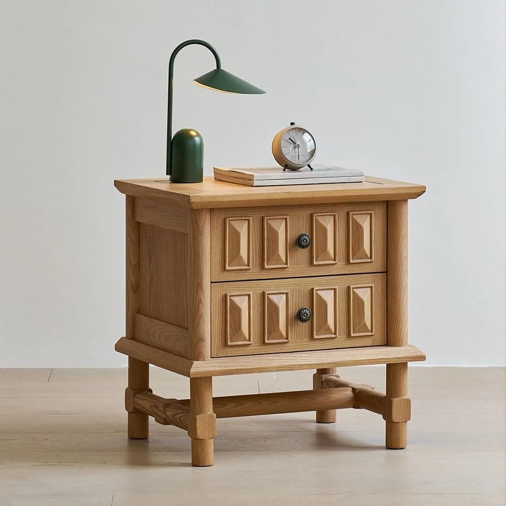 میز کنار تختی چوبی با طراحی قدیمی برای اتاق خواب، میز ذخیره سازی، کنار مبل، مناسب اتاق نشیمن، دارای کشو میز کنار تختی چوبی با طراحی قدیمی برای اتاق خواب، میز ذخیره سازی، کنار مبل، مناسب اتاق نشیمن، دارای کشو