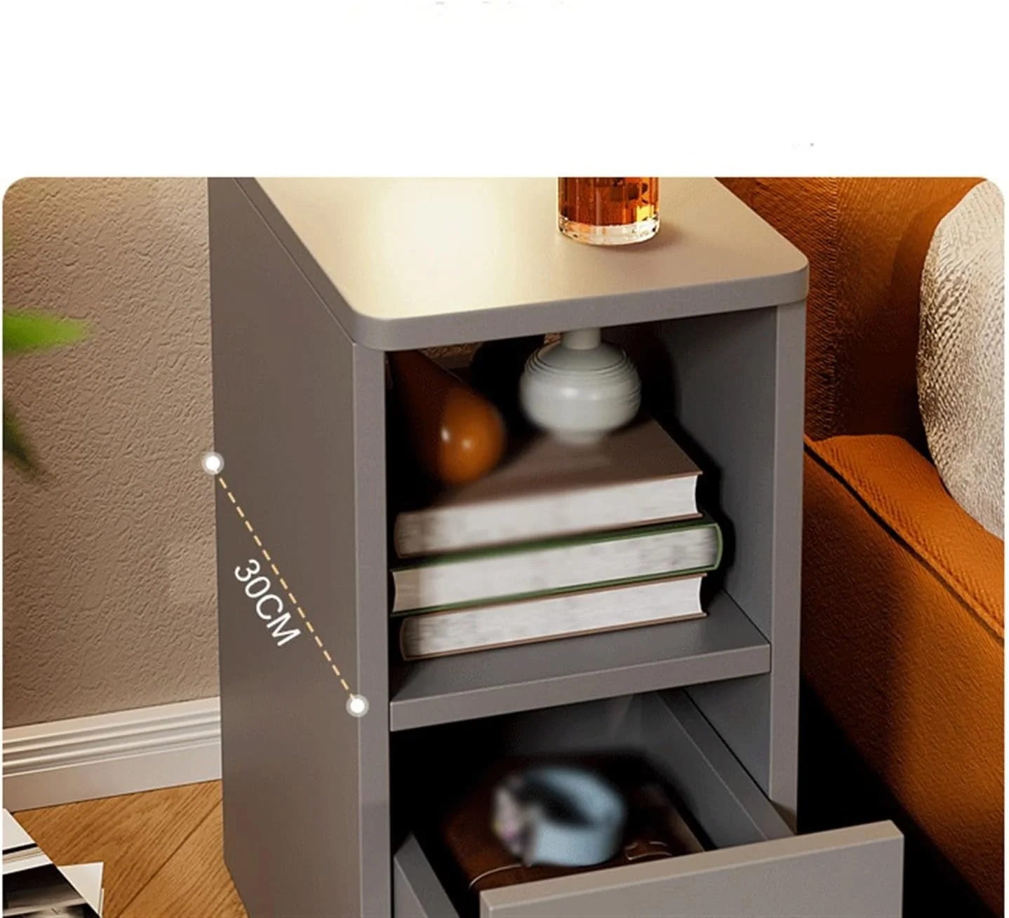 میز عسلی کوچک خاکستری، کابینت ذخیره سازی چوبی با دو کشو، مناسب برای اتاق نشیمن، اتاق خواب و دفتر کار میز عسلی کوچک خاکستری، کابینت ذخیره سازی چوبی با دو کشو، مناسب برای اتاق نشیمن، اتاق خواب و دفتر کار