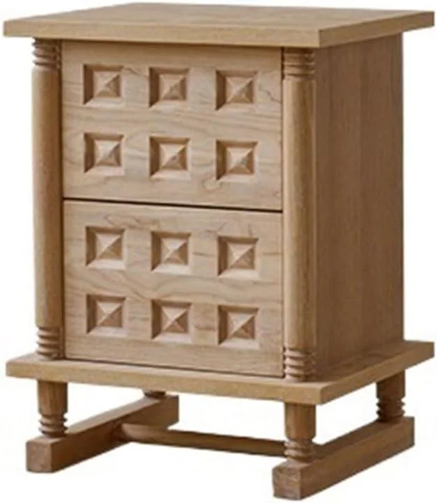 میز عسلی کنار تختی با کشوهای حصیری، مناسب اتاق خواب، کمد نگهداری کنار تخت، کنار مبل و اتاق نشیمن