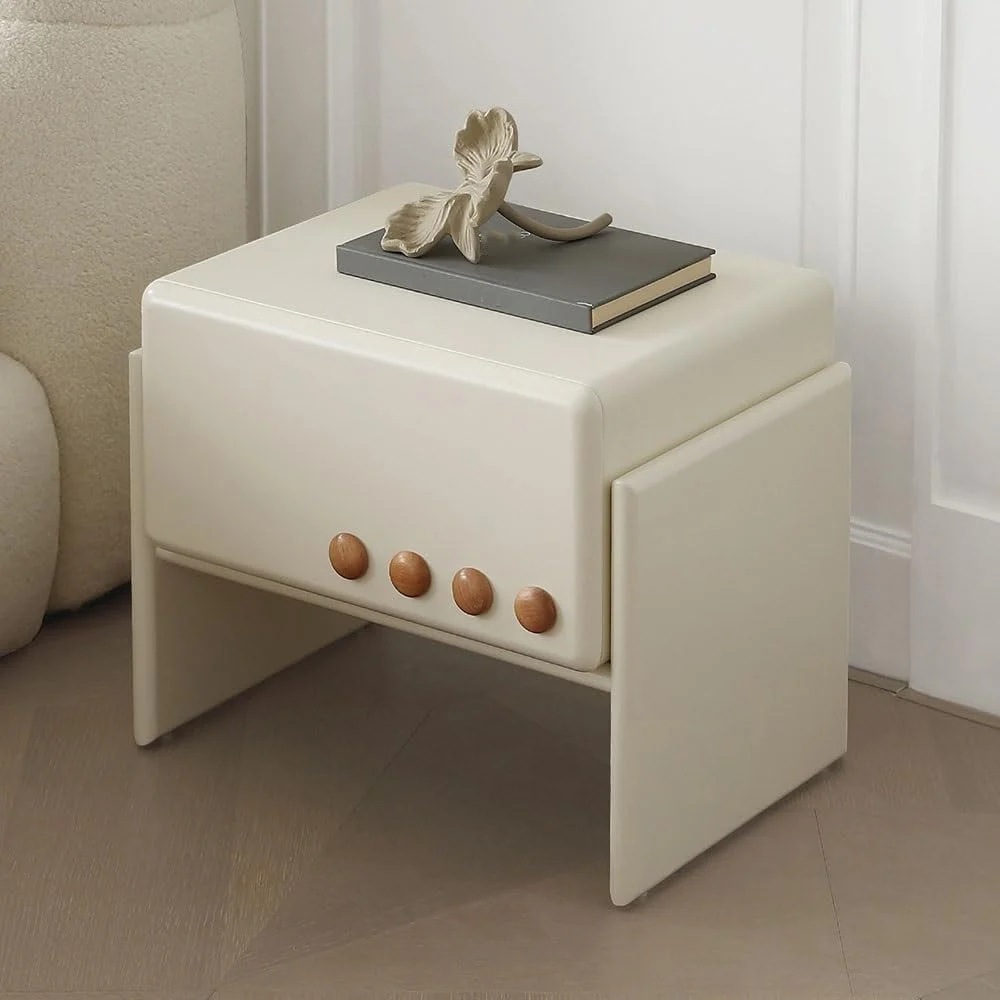 میز عسلی سفید برای اتاق خواب با طراحی مدرن و ساده، کمد چوبی کنار تخت، برای مبل در اتاق نشیمن، میز کنار تختی با کشو