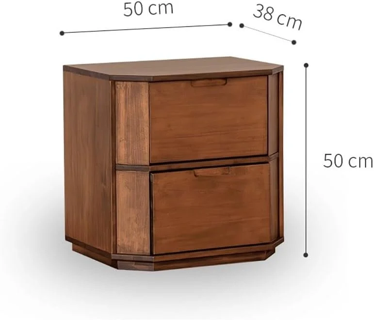 میز عسلی چوبی چند وجهی با طرح قدیمی، کمد کوچک کنار تخت با کشو