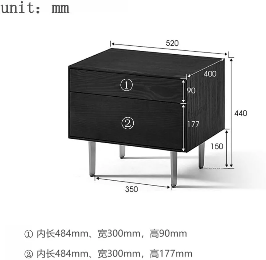 میز عسلی مشکی ساده با کشوهای بازشو، کمد ذخیره سازی و میز کنار تختی میز عسلی مشکی ساده با کشوهای بازشو، کمد ذخیره سازی و میز کنار تختی
