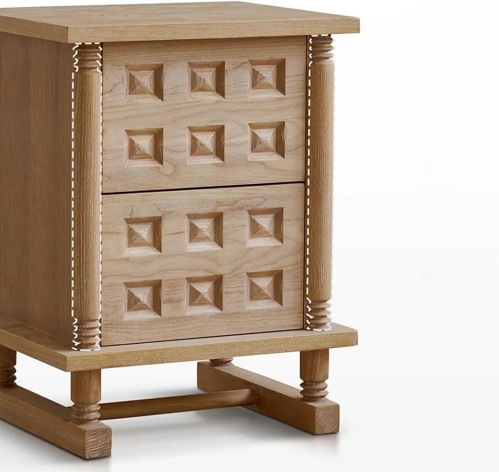 میز عسلی کنار تختی با کشوهای حصیری، مناسب اتاق خواب، کمد نگهداری کنار تخت، کنار مبل و اتاق نشیمن میز عسلی کنار تختی با کشوهای حصیری، مناسب اتاق خواب، کمد نگهداری کنار تخت، کنار مبل و اتاق نشیمن