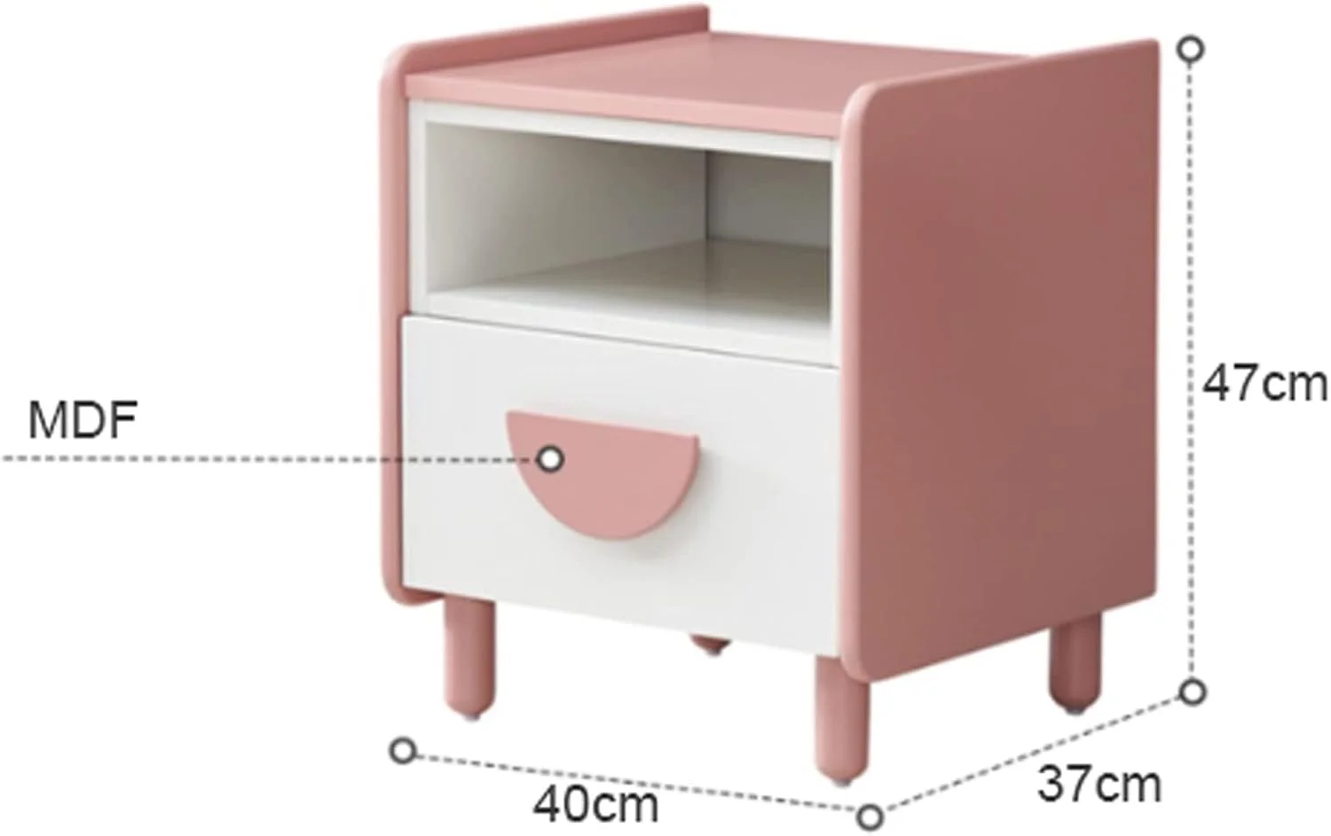 میز کنار تختی کودکانه برای اتاق خواب، با ظاهر زیبا، صورتی و سفید، مناسب اتاق خواب دخترانه، 40 × 37 × 47 سانتی متر، میز کنار تختی با کشو میز کنار تختی کودکانه برای اتاق خواب، با ظاهر زیبا، صورتی و سفید، مناسب اتاق خواب دخترانه، 40 × 37 × 47 سانتی متر، میز کنار تختی با کشو