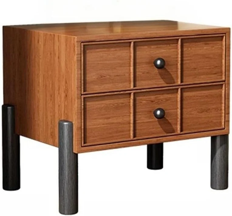 میز کنار تختی با طراحی رنگی قدیمی، مناسب اتاق خواب با کشو، میز جانبی مبل، کمد کوتاه