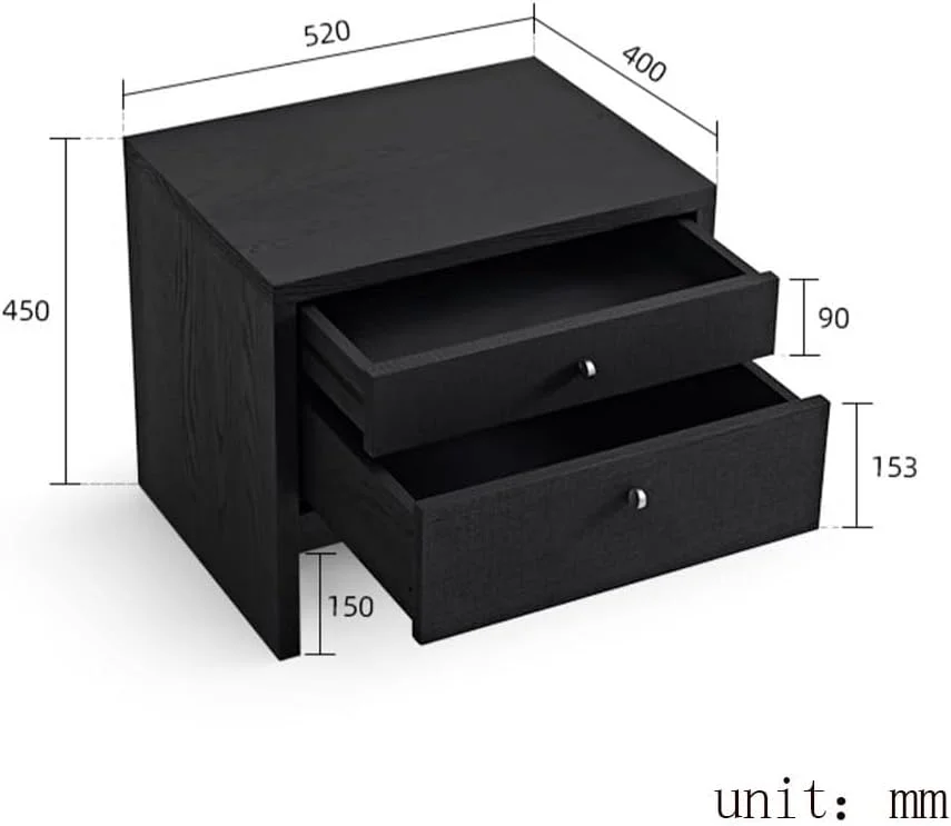 میز کنار تختی ساده مشکی به سبک Wabi Sabi برای اتاق خواب با کشو و کمد برای کنار مبل