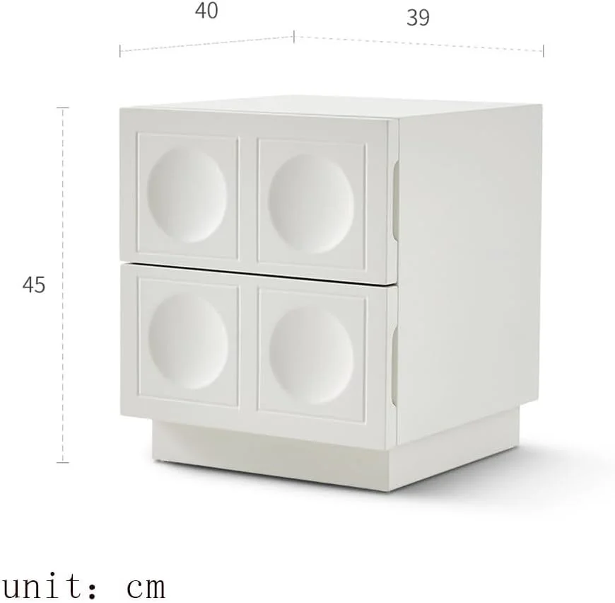 کمد کنار تختی سفید ساده با طراحی مقعر و گرد به همراه کشو کمد کنار تختی سفید ساده با طراحی مقعر و گرد به همراه کشو