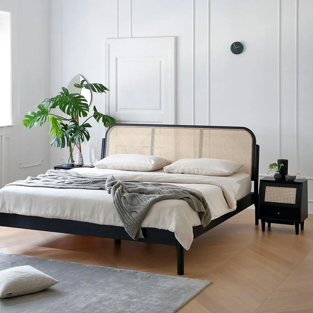 میز جانبی ساده بامبو، کابینت ذخیره سازی کنار تخت، اتاق خواب مشکی، با کشو میز کنار تختی با کشو میز جانبی ساده بامبو، کابینت ذخیره سازی کنار تخت، اتاق خواب مشکی، با کشو میز کنار تختی با کشو