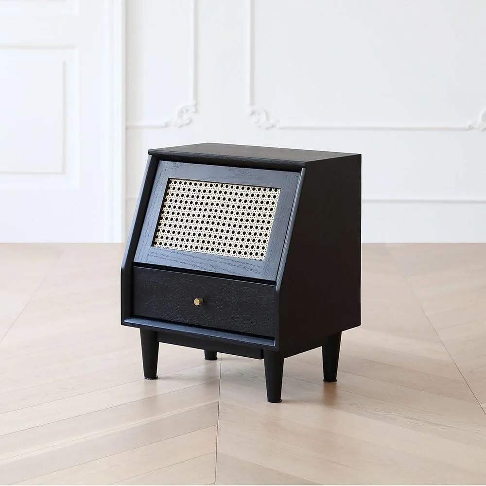 میز جانبی ساده بامبو، کابینت ذخیره سازی کنار تخت، اتاق خواب مشکی، با کشو میز کنار تختی با کشو میز جانبی ساده بامبو، کابینت ذخیره سازی کنار تخت، اتاق خواب مشکی، با کشو میز کنار تختی با کشو