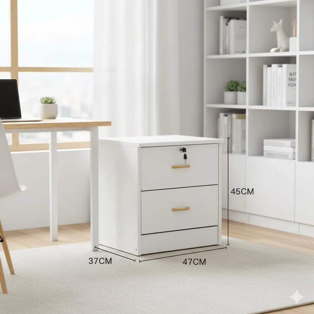 میز پاتختی چوبی زامارت با 2 کشو و قفل – میز کنار تختی سفید شیری، میز کنار تخت مدرن، کابینت ذخیره سازی، سازمان دهنده کوچک کنار تخت برای اتاق نشیمن، راهرو و مبلمان منزل