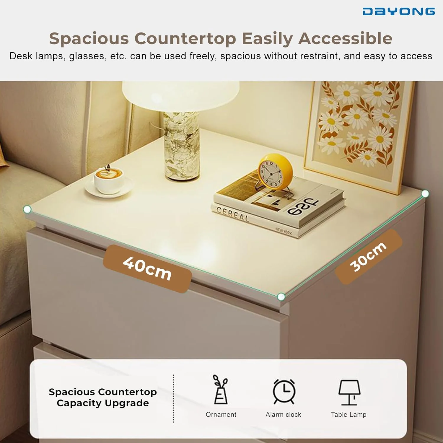 میز پاتختی DAYONG با کشو، کابینت کنار تختی چوبی با قفسه نگهداری باز، میز کنار تختی 2 طبقه برای اتاق خواب، خوابگاه و فضاهای کوچک (دو کشو سفید 40 سانتی متر) میز پاتختی DAYONG با کشو، کابینت کنار تختی چوبی با قفسه نگهداری باز، میز کنار تختی 2 طبقه برای اتاق خواب، خوابگاه و فضاهای کوچک (دو کشو سفید 40 سانتی متر)