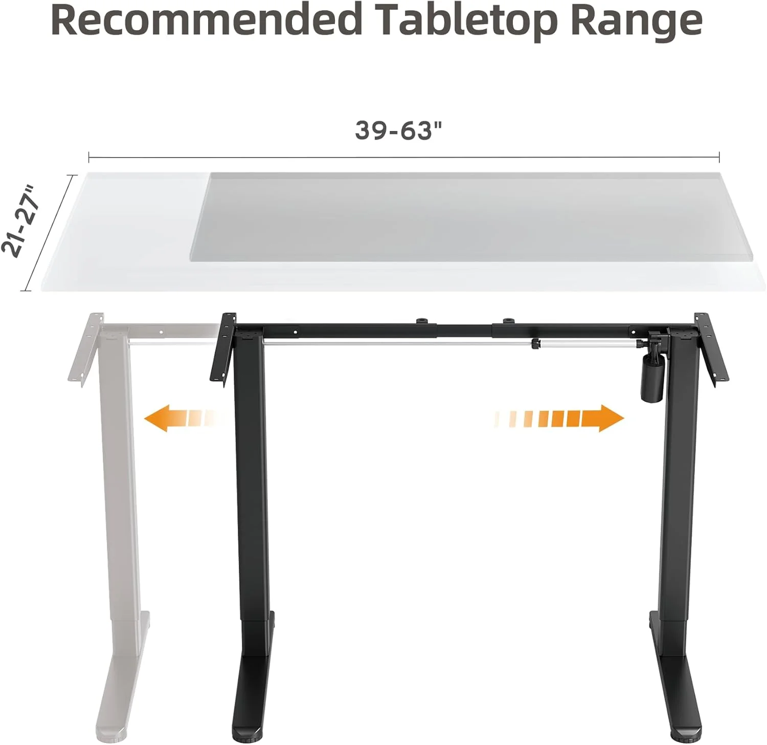 پایه میز ایستاده Claiks، پایه های میز برقی قابل تنظیم تا 63 اینچ، میز کامپیوتر ایستاده قابل تنظیم C شکل برای خانه و دفتر کار (فقط پایه مشکی)