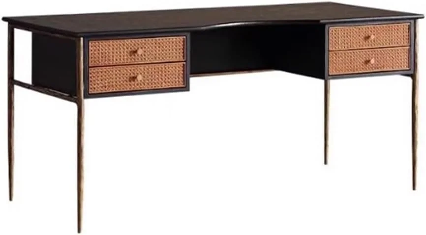 میز کامپیوتر، میز اداری چوبی با کشوهای بامبو و قاب فلزی، میز مطالعه و نوشتن مدرن با طراحی یکپارچهسازی با سیستمعامل و فضای ذخیره سازی میز کامپیوتر، میز اداری چوبی با کشوهای بامبو و قاب فلزی، میز مطالعه و نوشتن مدرن با طراحی یکپارچهسازی با سیستمعامل و فضای ذخیره سازی