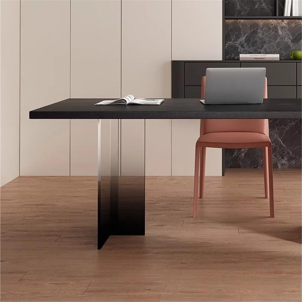 میز کامپیوتر، میز کار ساده و شیک از جنس چوب جامد با پورت های برق، پایه های میز زیبا، میز مطالعه و نوشتن مدرن مشکی (M)