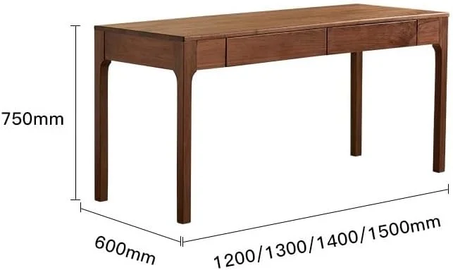 میز کامپیوتر چوبی گردویی تیره با فضای ذخیره سازی، میز کامپیوتر مدرن و ساده با دو کشو برای دفتر کار خانگی (XL)