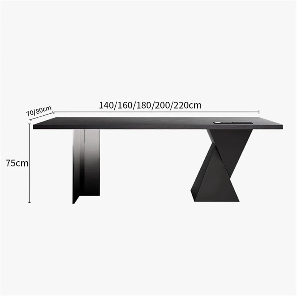 میز کامپیوتر، میز کار ساده و شیک از جنس چوب جامد با پورت های برق، پایه های میز زیبا، میز مطالعه و نوشتن مدرن مشکی (M)