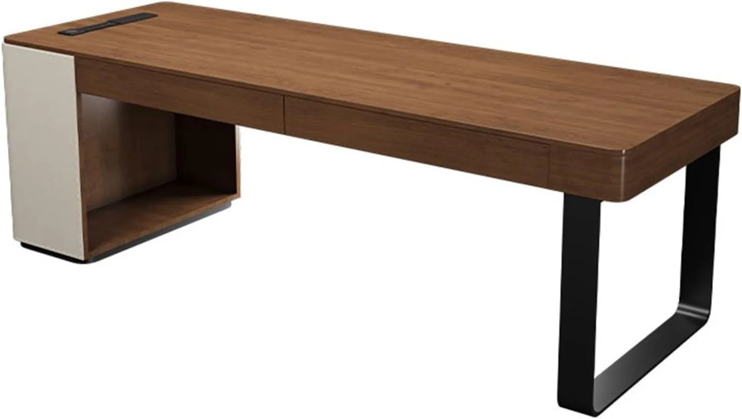 میز کامپیوتر، میز تحریر چوبی مدرن و ساده با پورت شارژ، رنگ گردویی، مناسب منزل با دو کشو (L) میز کامپیوتر، میز تحریر چوبی مدرن و ساده با پورت شارژ، رنگ گردویی، مناسب منزل با دو کشو (L)