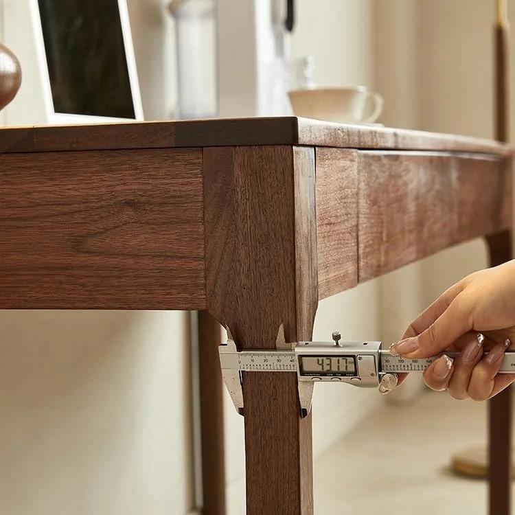 میز کامپیوتر چوبی گردویی تیره با فضای ذخیره سازی، میز کامپیوتر مدرن و ساده با دو کشو برای دفتر کار خانگی (XL)