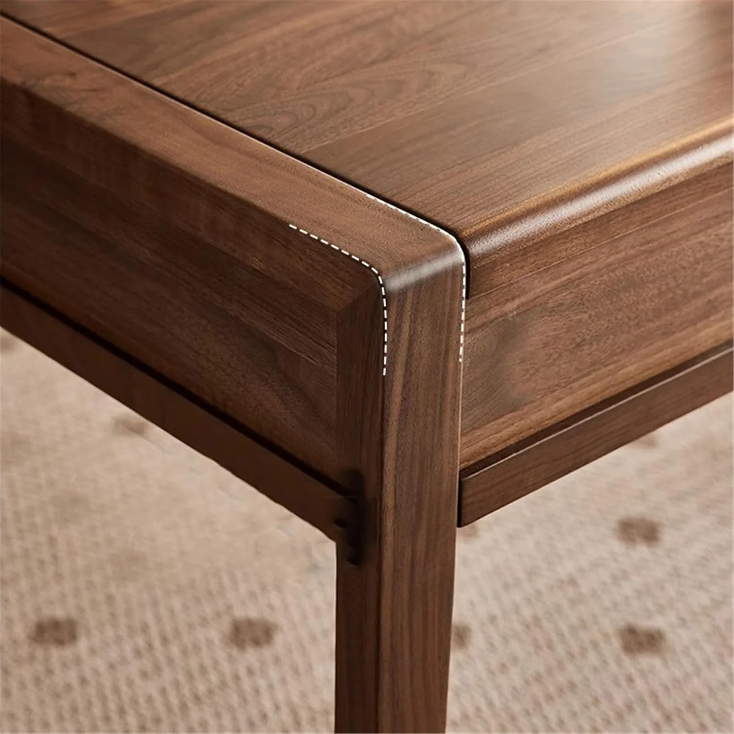 میز کامپیوتر، میز تحریر مدرن و ساده از چوب گردوی سیاه، مناسب برای دفتر کار خانگی، میز چوبی جامد با کشو (M)