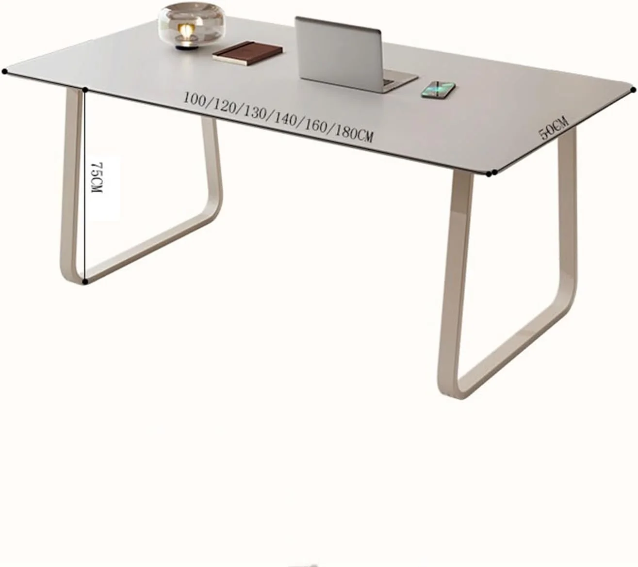 میز کامپیوتر کرم بادی، میز دانش آموزی خانگی کوچک، سفید خالص، صفحه سنگی، میز مدرن مستطیلی ساده (120 * 60 * 75 سانتی متر)