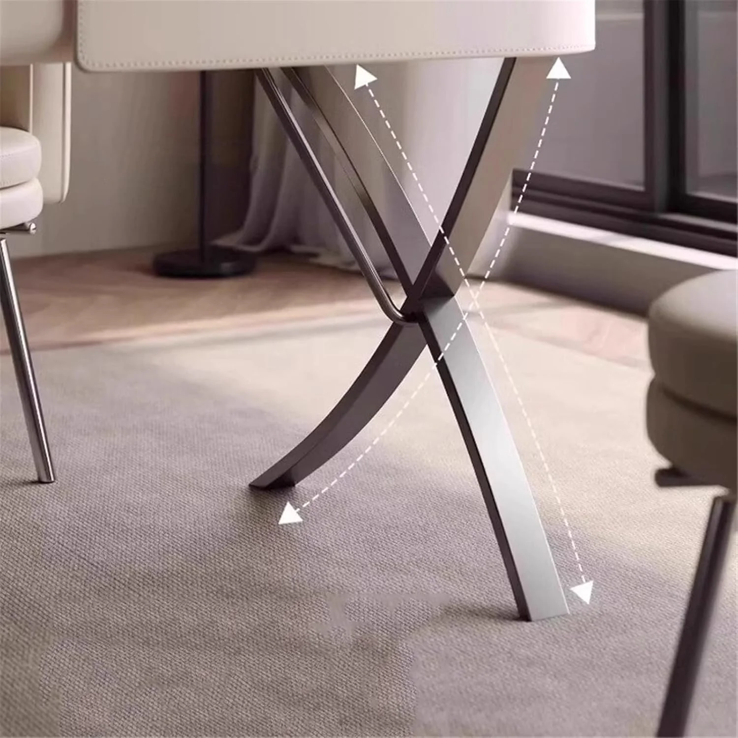 میز کامپیوتر، میز تحریر مدرن با رنگ گردویی تیره، دارای کشو، ایستگاه شارژ، پایه های فلزی X شکل و فضای ذخیره سازی (M)