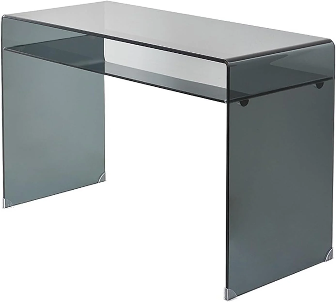 میز کامپیوتر شیشه ای با فضای ذخیره سازی باز، میز لپ تاپ با طراحی مدرن و ساده (M)