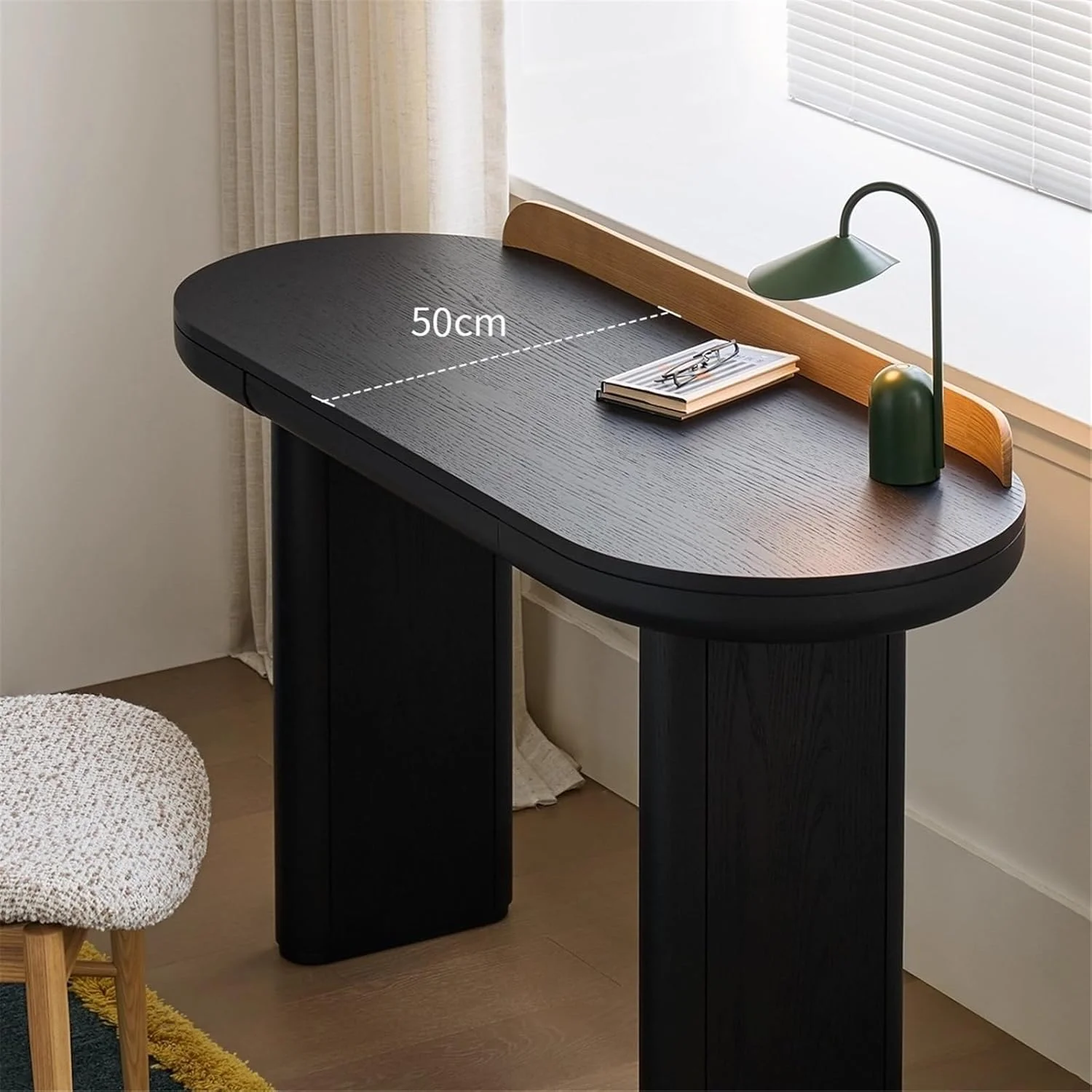 میز کامپیوتر، میز تحریر کوچک کامپیوتر شخصی 50 اینچی با کشوی کوچک، دکوراسیون اتاق خواب منزل به رنگ مشکی عتیقه با فضای ذخیره سازی