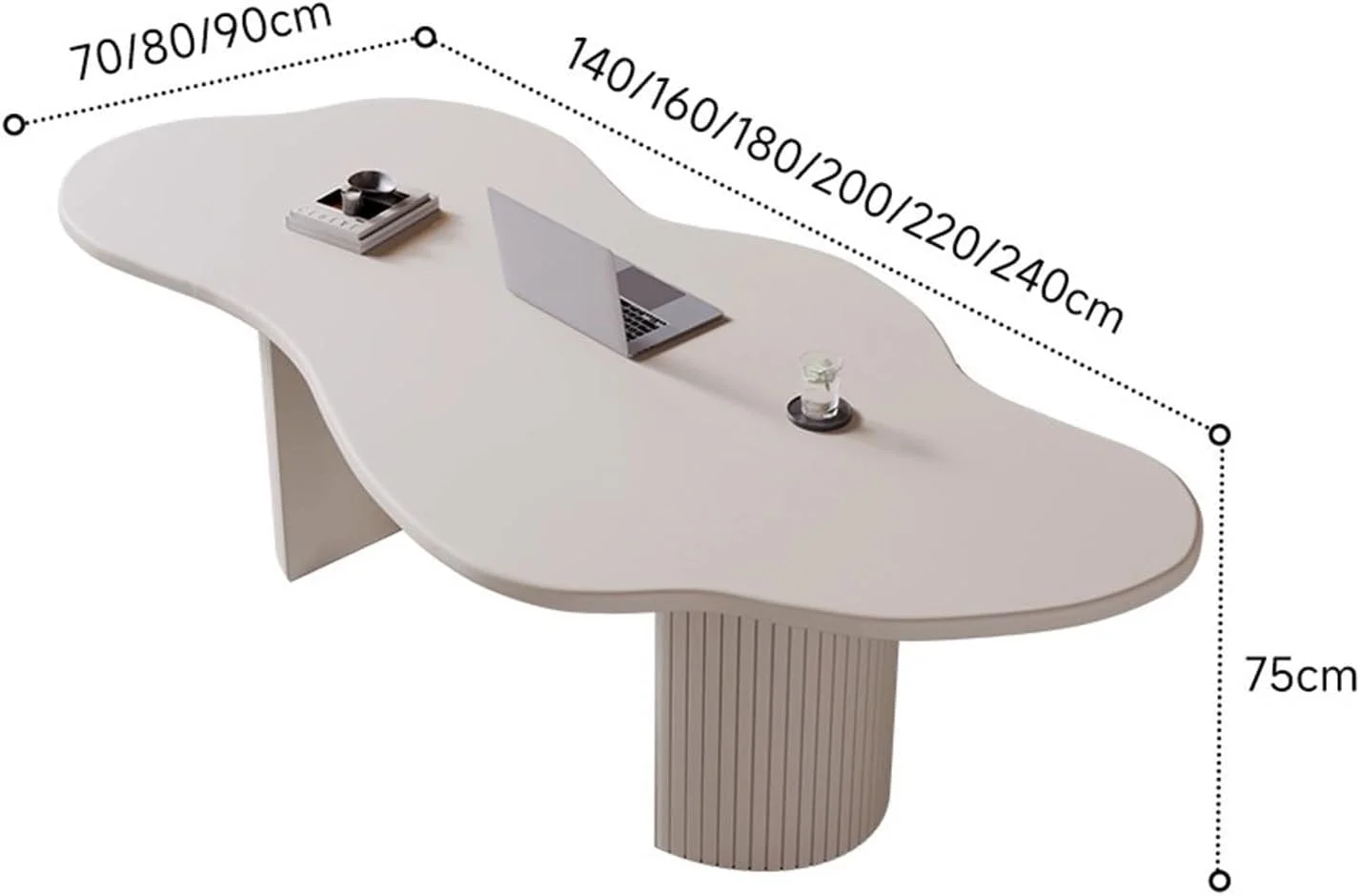 میز کامپیوتر، میز تحریر و مطالعه مدرن چوبی سفید، مناسب برای لپ تاپ، دفتر کار خانگی و اتاق خواب (M)