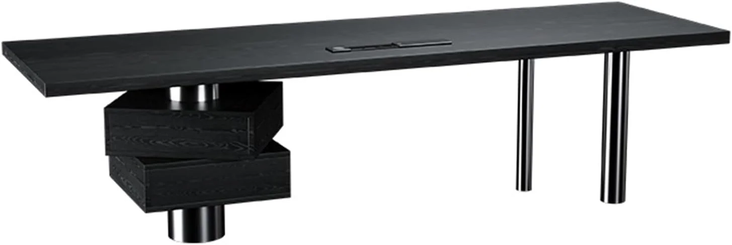 میز کامپیوتر، میز کار مدرن با کشو، میز تحریر بزرگ مشکی مات، ایستگاه کاری کامپیوتر با پورت شارژ