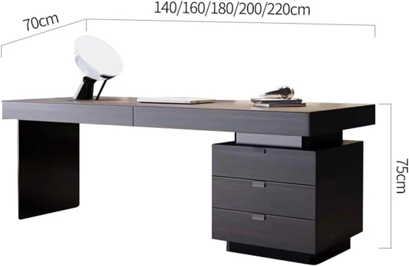 میز کامپیوتر، میز اداری مدرن با رنگ دودی و کشو، ایستگاه کاری نوشتن از چوب جامد برای دفتر کار خانگی (XL) میز کامپیوتر، میز اداری مدرن با رنگ دودی و کشو، ایستگاه کاری نوشتن از چوب جامد برای دفتر کار خانگی (XL)